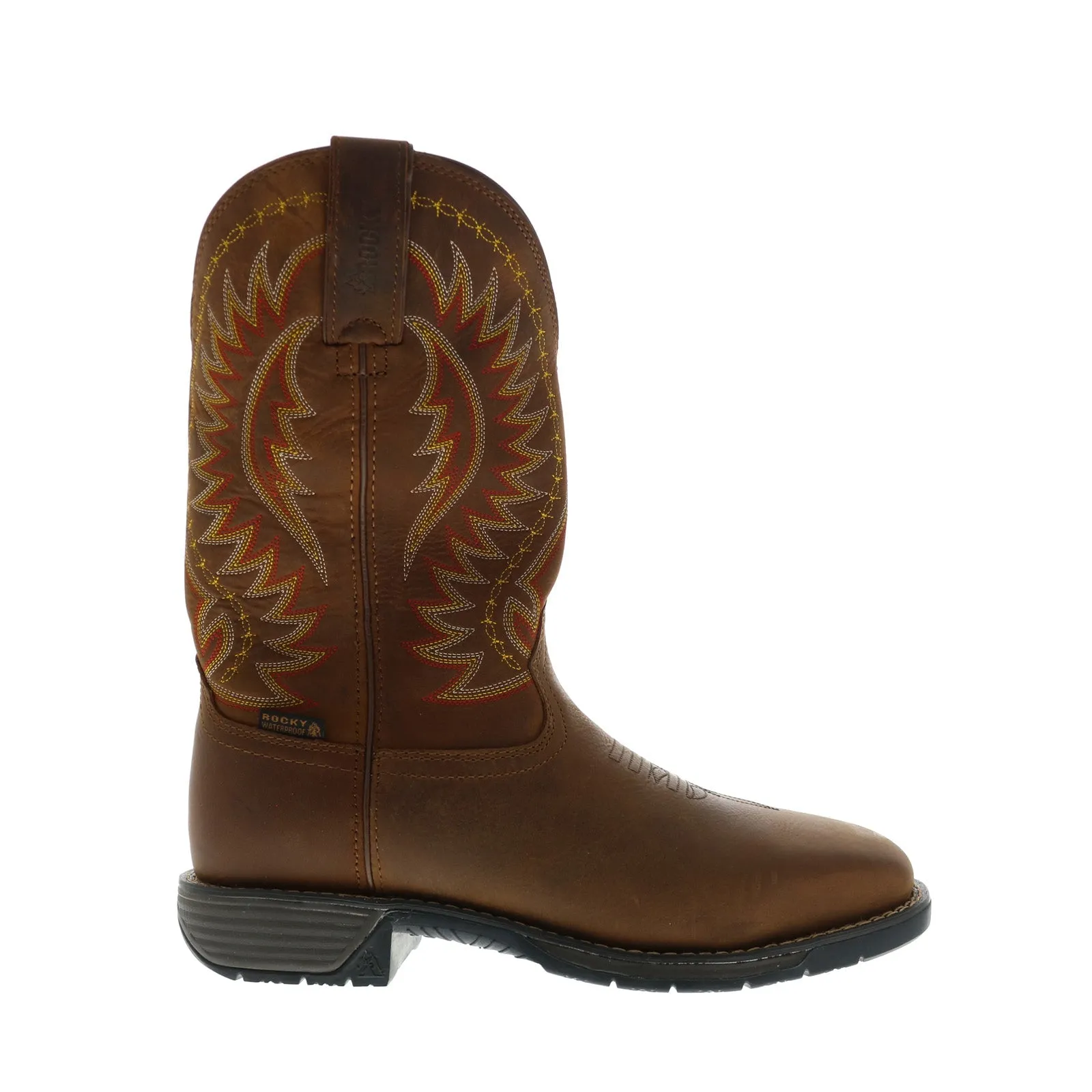 Rocky Rugged Trail Steel Toe Waterproof Mens Brown Wide Cowboy Western Boots