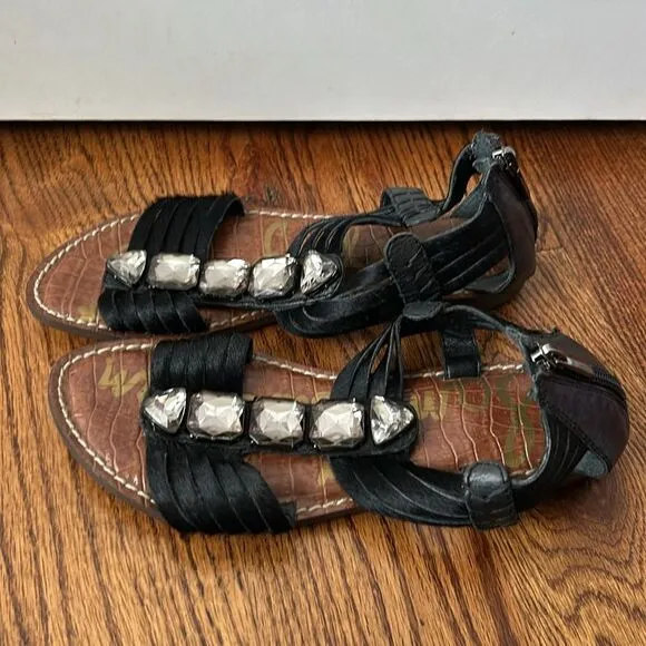 Sam Edelman Galina Embellished Calf Hair Sandals Size 7