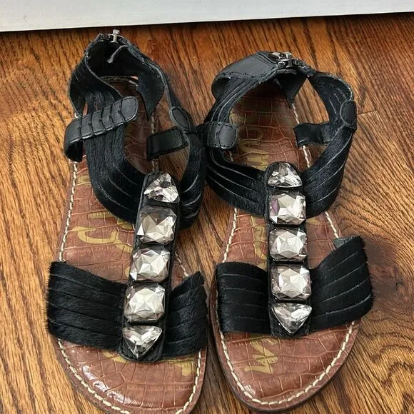 Sam Edelman Galina Embellished Calf Hair Sandals Size 7