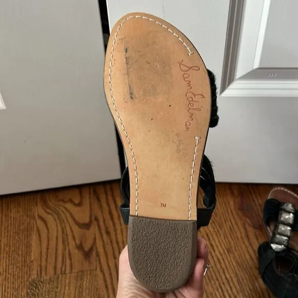 Sam Edelman Galina Embellished Calf Hair Sandals Size 7