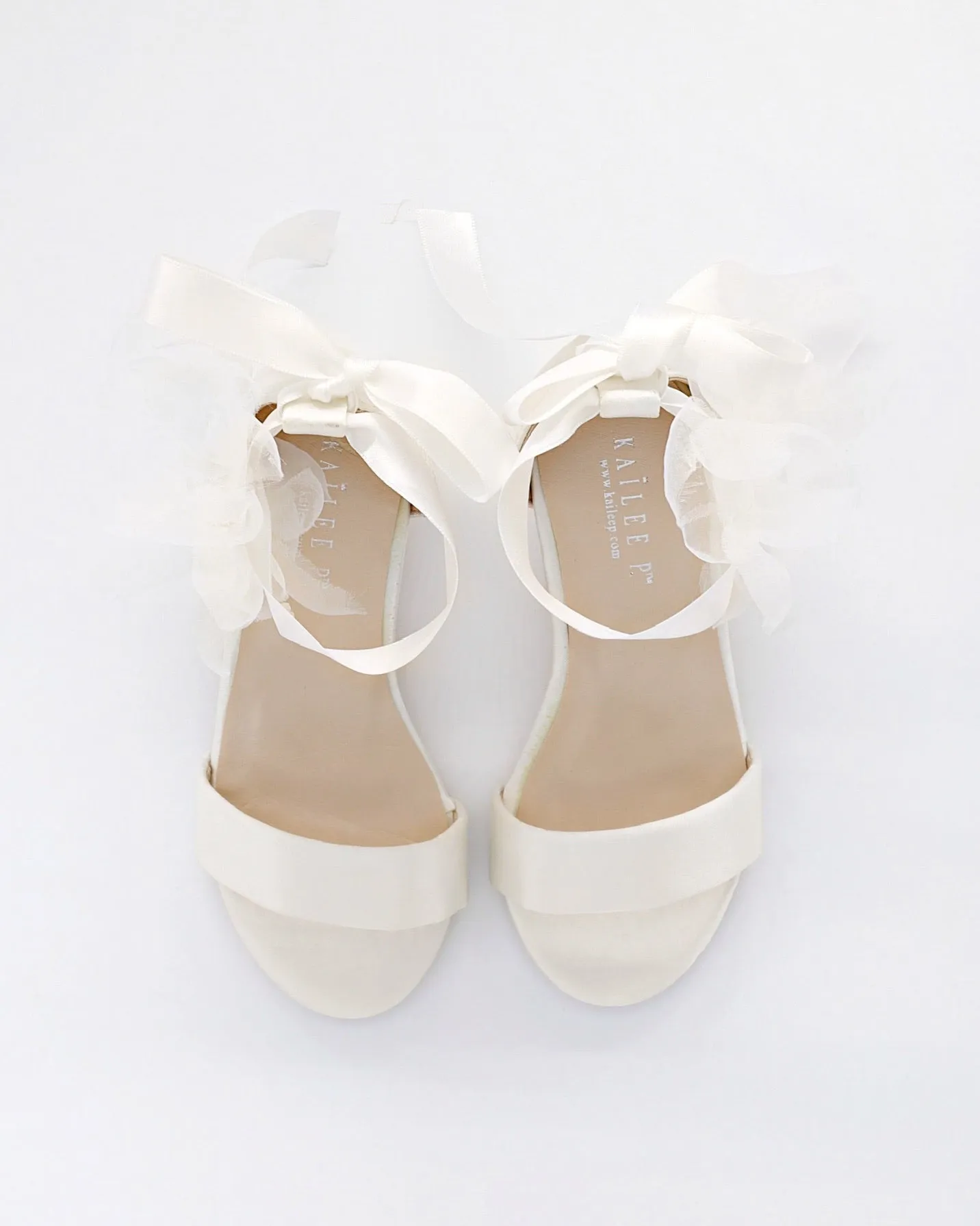 Satin Block Heel Girls Sandals with Ophelia Flowers