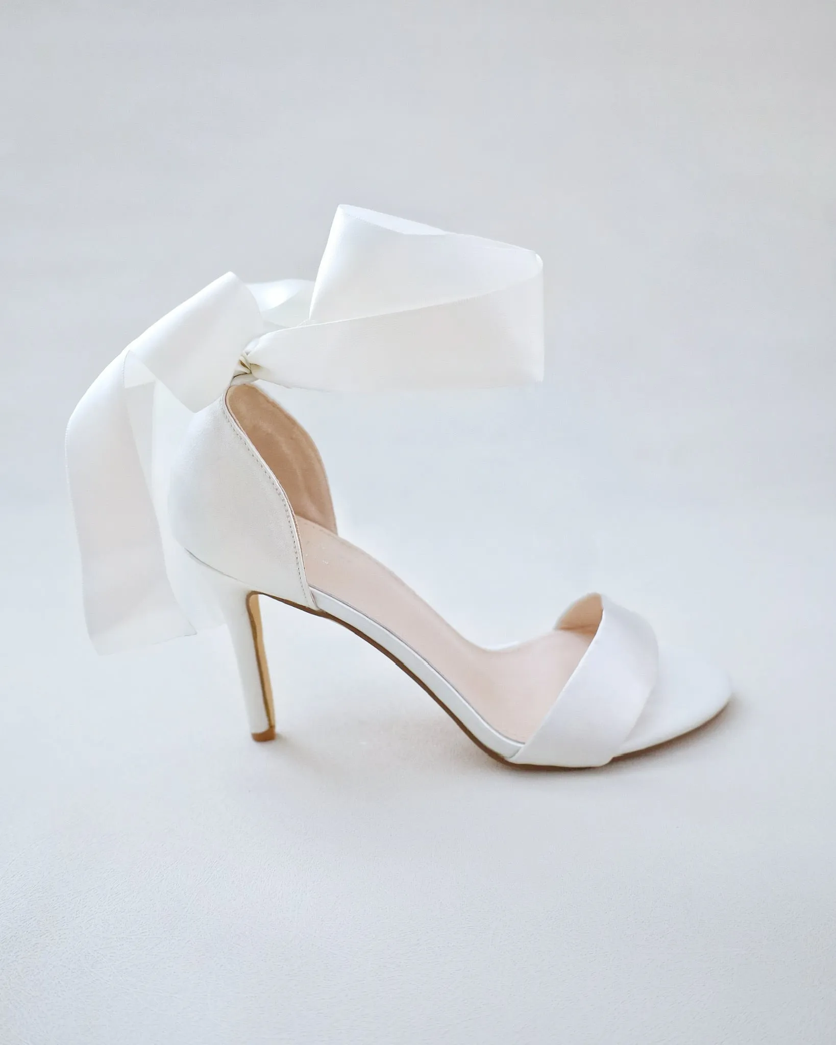 Satin High Heel Wedding Sandals with Wrapped Ankle Tie