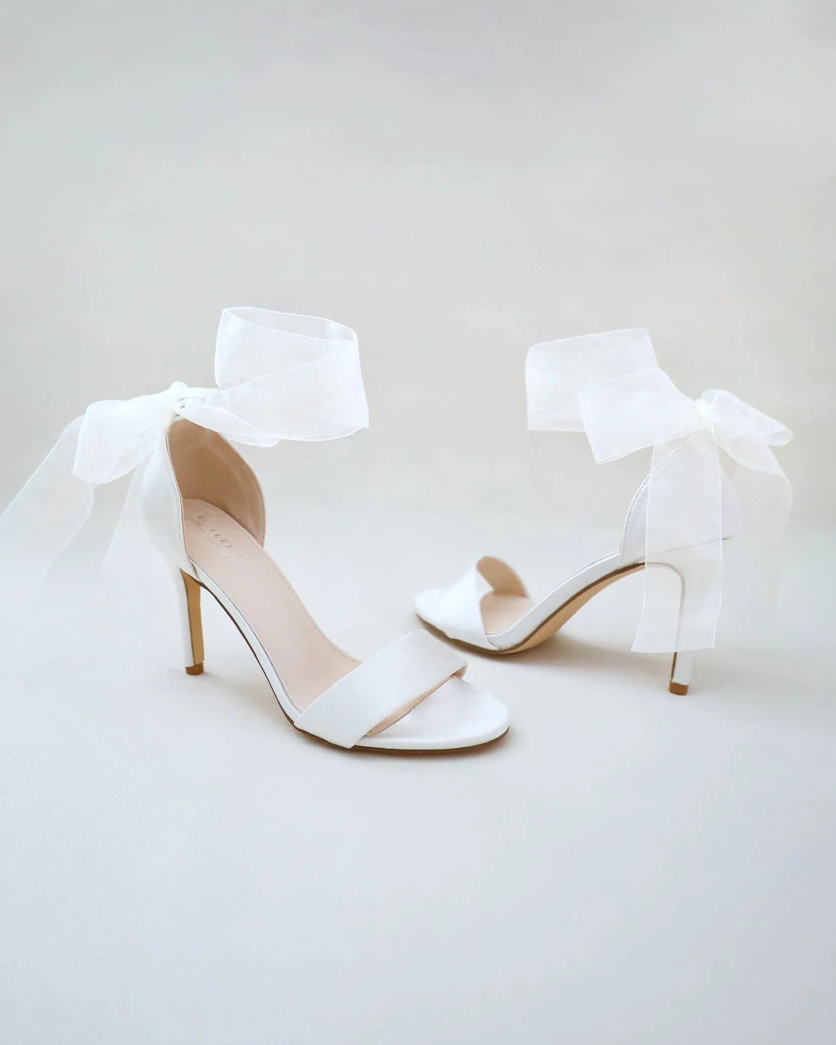 Satin High Heel Wedding Sandals with Wrapped Ankle Tie