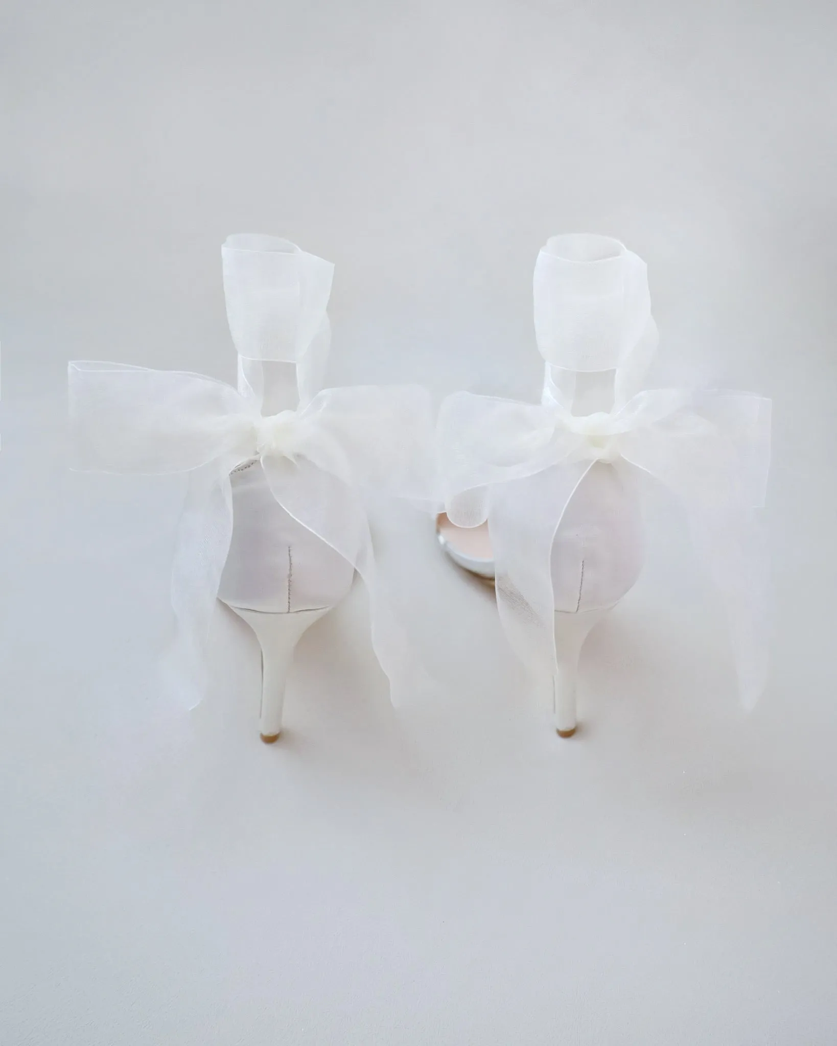 Satin High Heel Wedding Sandals with Wrapped Ankle Tie