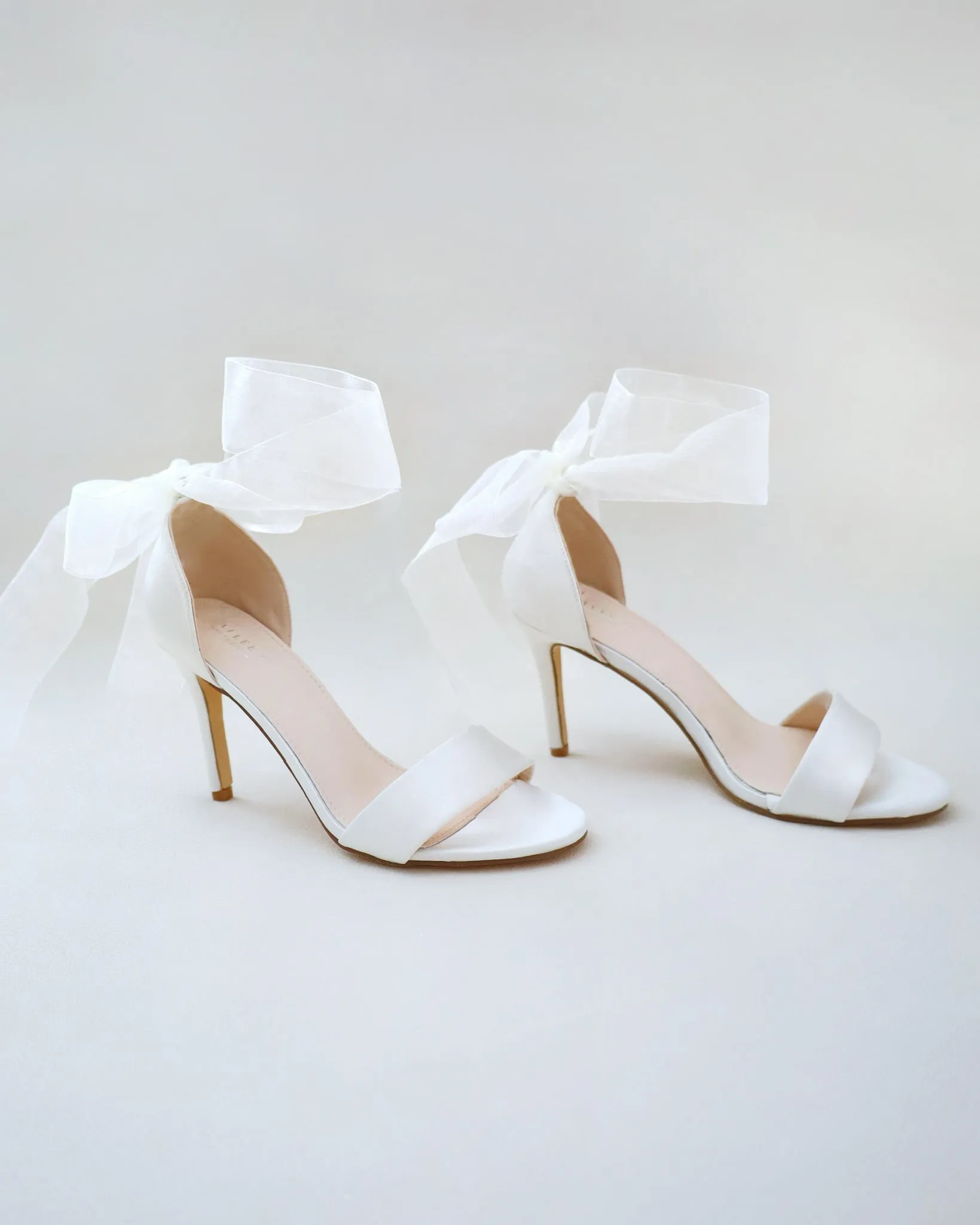 Satin High Heel Wedding Sandals with Wrapped Ankle Tie