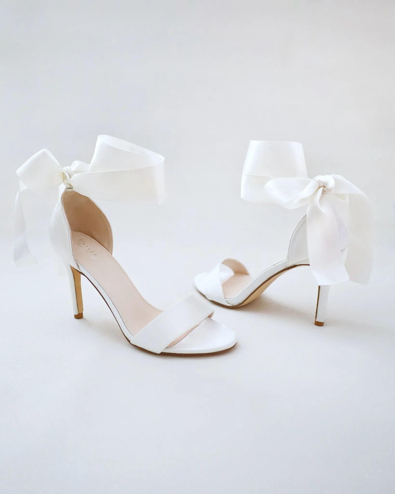 Satin High Heel Wedding Sandals with Wrapped Ankle Tie