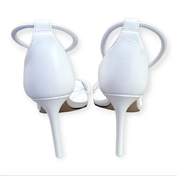 Schutz Gaiah Leather Heeled Sandals White 7
