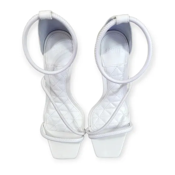 Schutz Gaiah Leather Heeled Sandals White 7