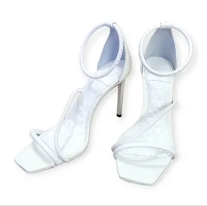 Schutz Gaiah Leather Heeled Sandals White 7