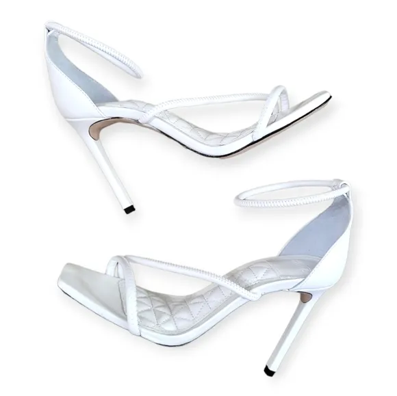 Schutz Gaiah Leather Heeled Sandals White 7