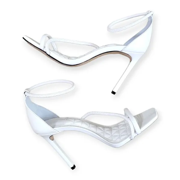 Schutz Gaiah Leather Heeled Sandals White 7