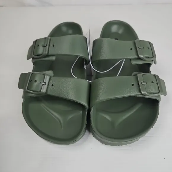 Shade &amp; Shore Men's Sandals Casual  Foam Slip On Green Buckle Strap Size 7