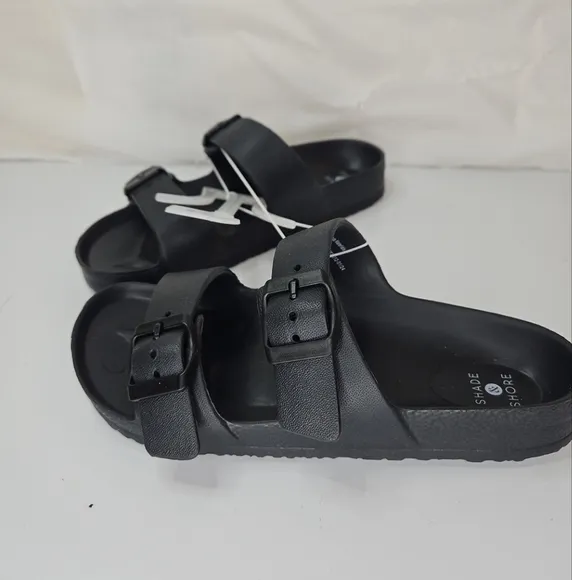 Shade &amp; Shore Men's Sandals Casual  Foam Slip On Green Buckle Strap Size 7
