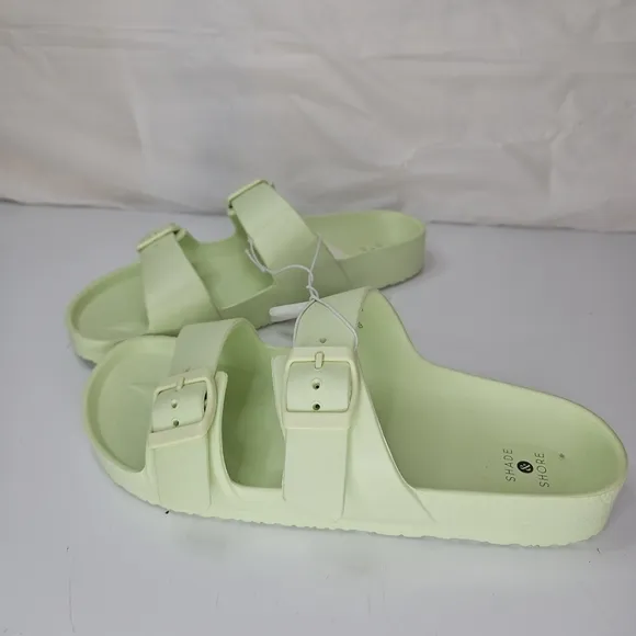 Shade &amp; Shore Men's Sandals Casual  Foam Slip On Green Buckle Strap Size 7