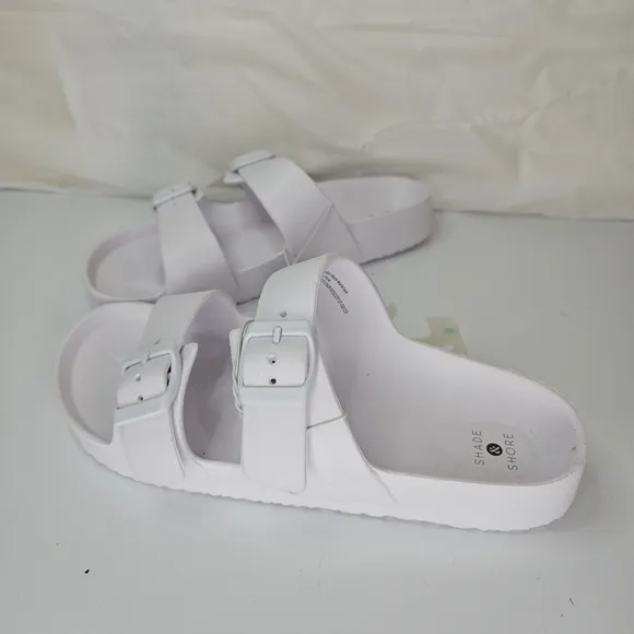 Shade &amp; Shore Men's Sandals Casual  Foam Slip On Green Buckle Strap Size 7