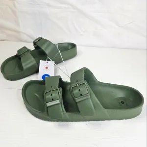 Shade &amp; Shore Men's Sandals Casual  Foam Slip On Green Buckle Strap Size 7