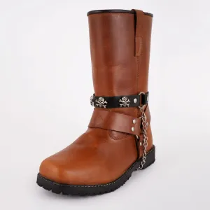 Skull and Bones Leather Boot Chain - Biker Motorcycle Acessory