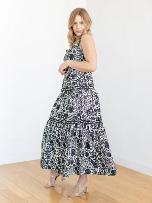 Sleeveless Smocked Ric Rac Trim Maxi Dress