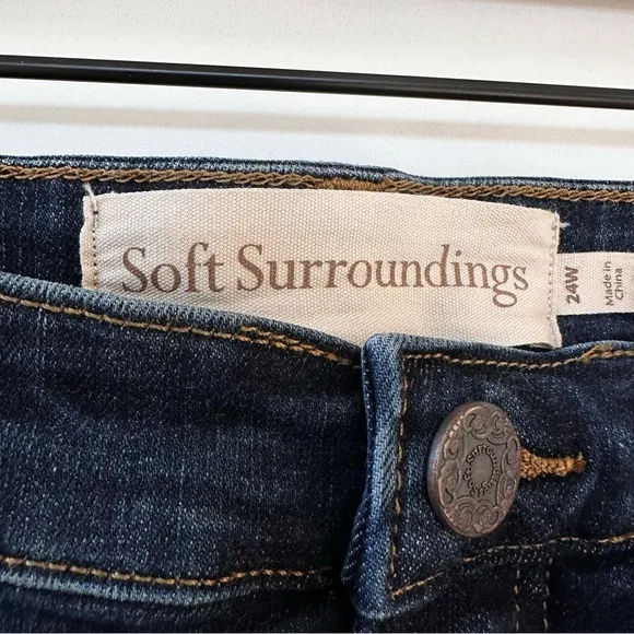 Soft Surroundings Flare Jeans Dark Blue Denim