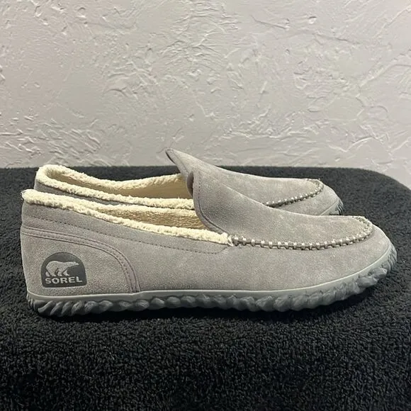 🔥🔥SOREL “DUDE MOC” Gray Suede Slippers Slip-On Loafers - Men Sz 12 - EXCELLENT