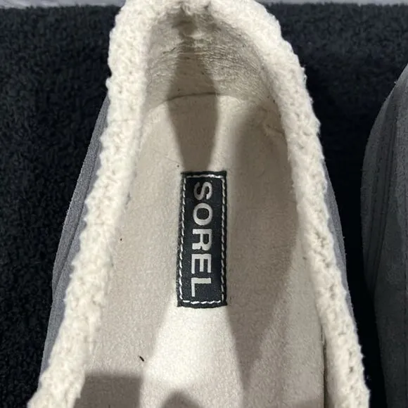 🔥🔥SOREL “DUDE MOC” Gray Suede Slippers Slip-On Loafers - Men Sz 12 - EXCELLENT