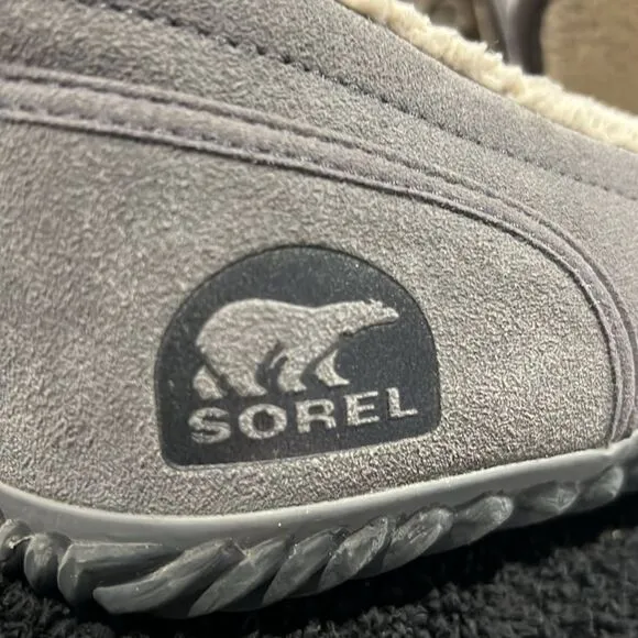 🔥🔥SOREL “DUDE MOC” Gray Suede Slippers Slip-On Loafers - Men Sz 12 - EXCELLENT