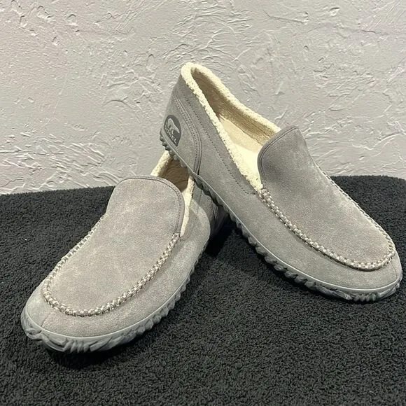 🔥🔥SOREL “DUDE MOC” Gray Suede Slippers Slip-On Loafers - Men Sz 12 - EXCELLENT