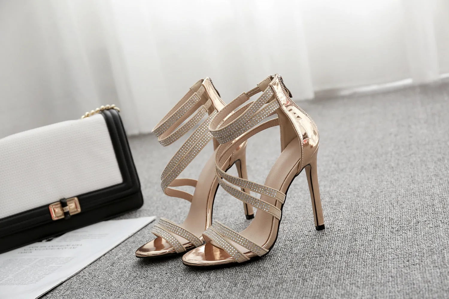 Soup Drilling Crystal High Heel Sandals