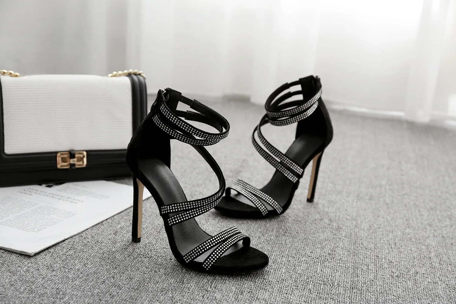 Soup Drilling Crystal High Heel Sandals