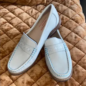 Sperry White Loafers with Star Embroidery