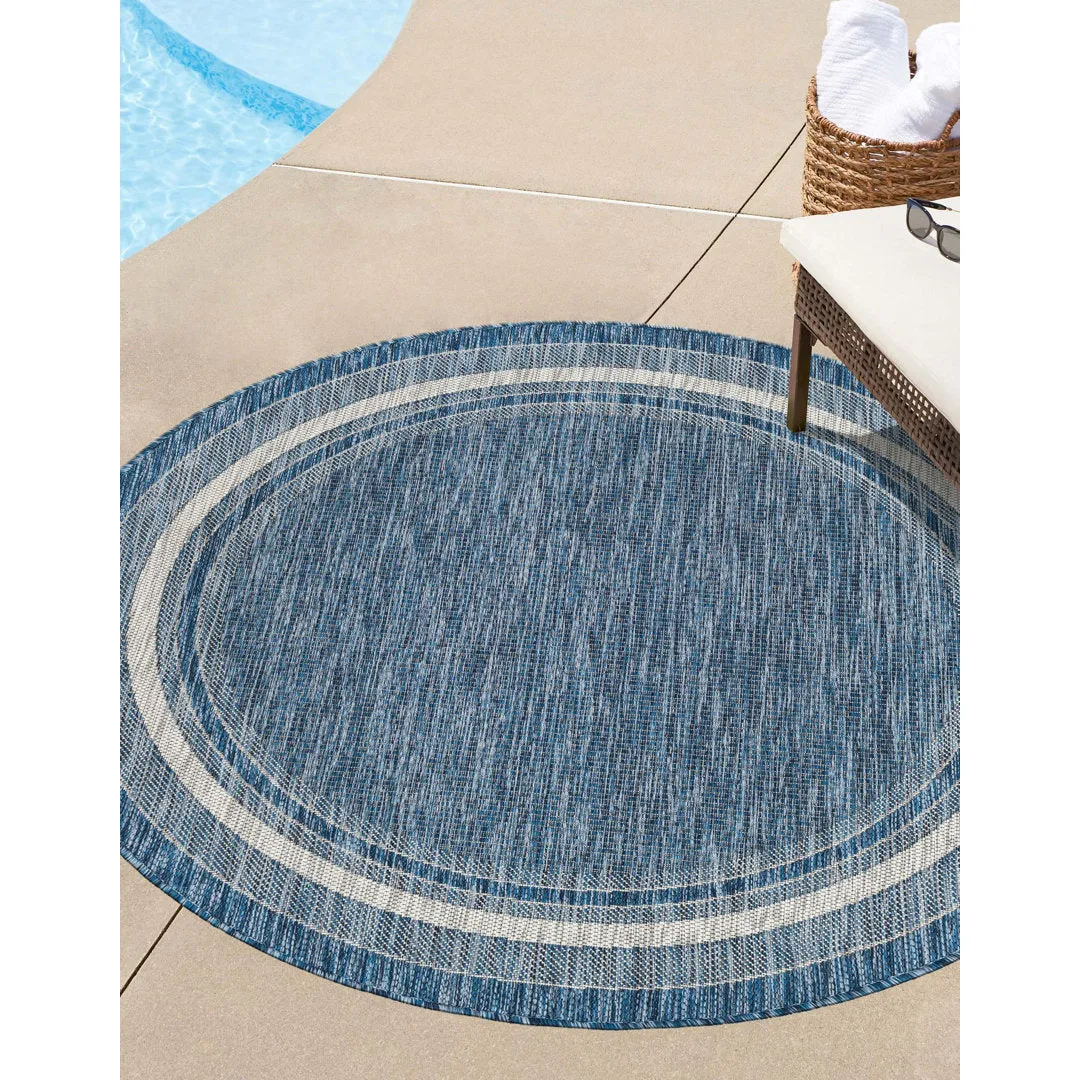 Swanee Blue Indoor / Outdoor Area Rug Arlmont & Co. Rug Size: Round 5'