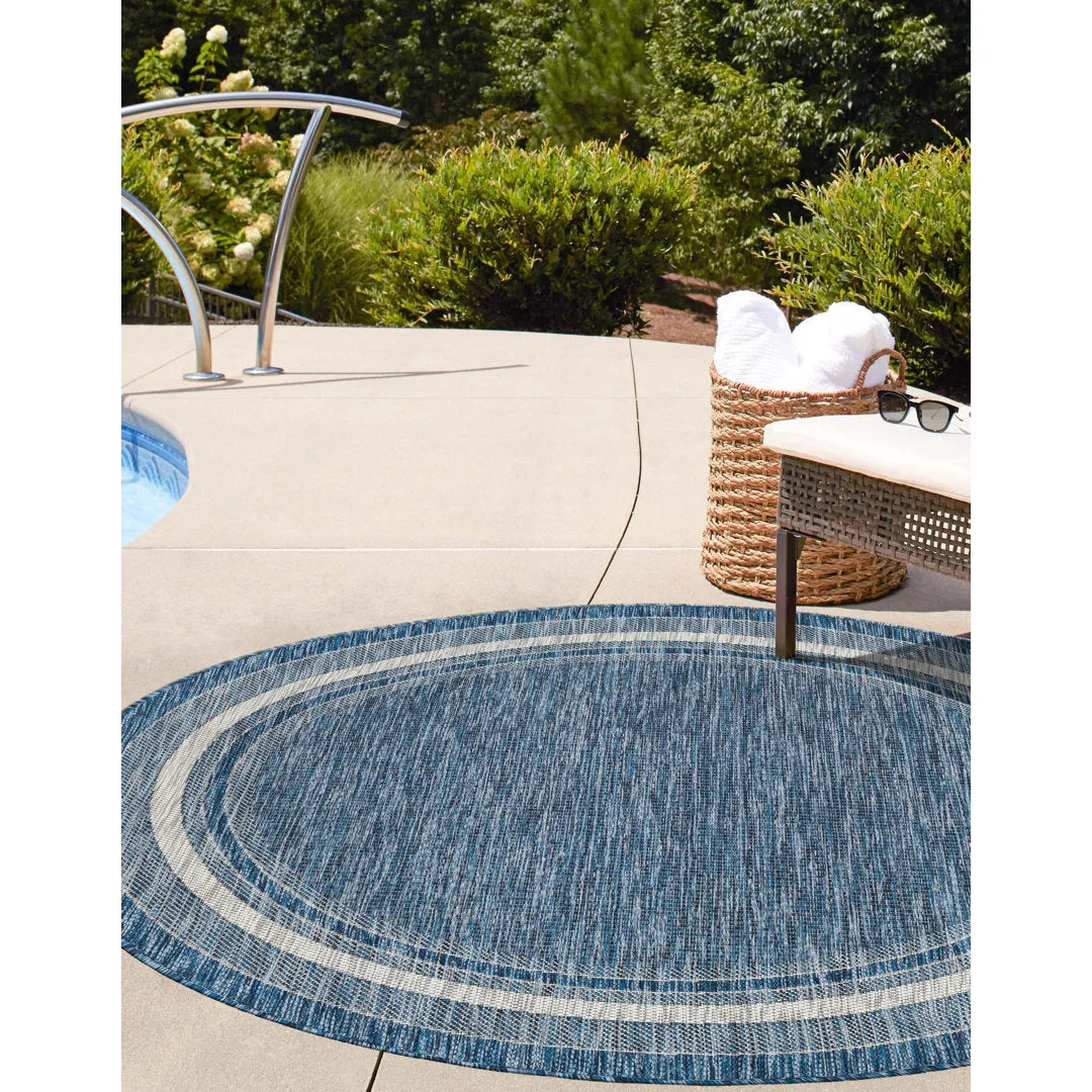 Swanee Blue Indoor / Outdoor Area Rug Arlmont & Co. Rug Size: Round 5'