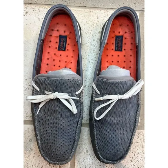 SWIMS Men's Grey Braided Lace Lux Washable BoatLoafers Size 11