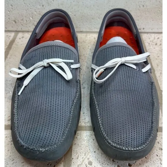SWIMS Men's Grey Braided Lace Lux Washable BoatLoafers Size 11