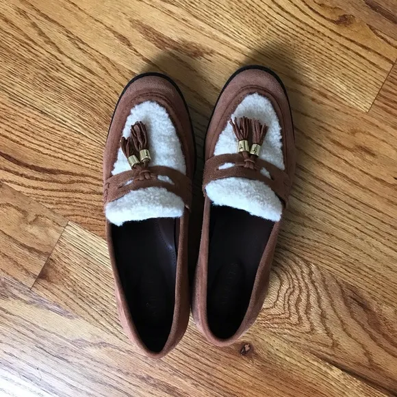 Talbots CASSIDY SHERPA LOAFERS Tan NWOT