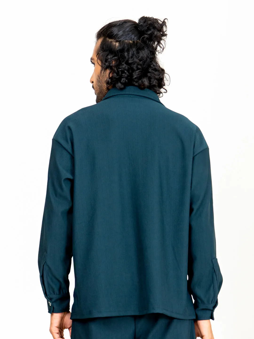 Teal Bluish Shirt & Pants Co-ord Set