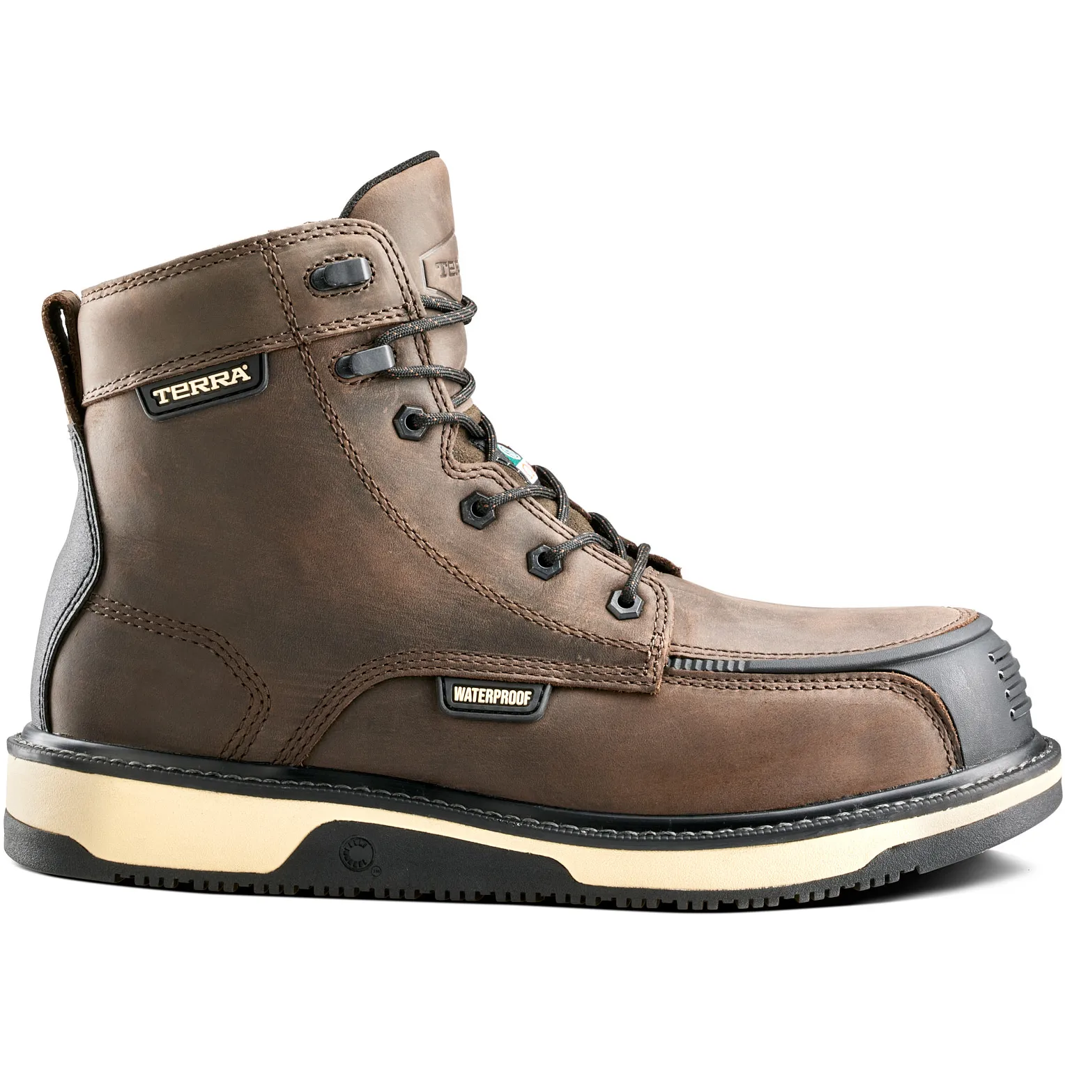 Terra Men's Ironstone 6" Comp Toe WP Safety Work Boot- Brown- 839GDB