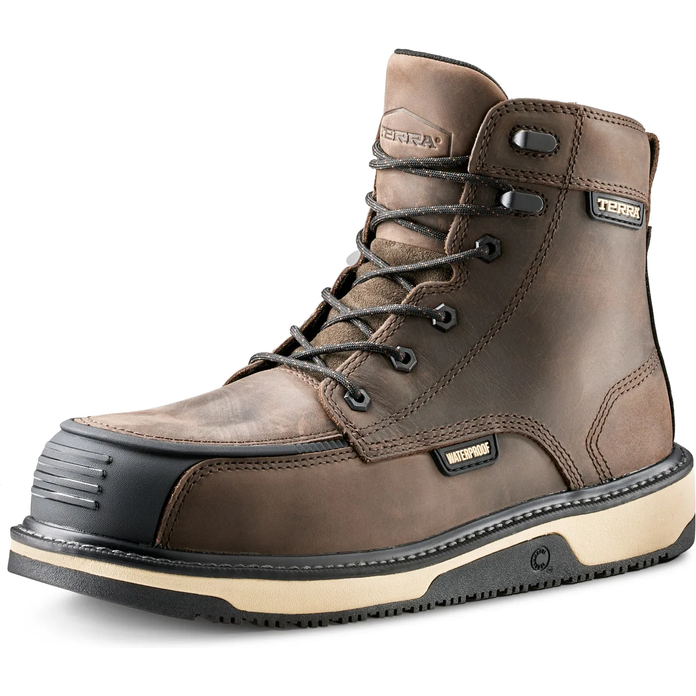 Terra Men's Ironstone 6" Comp Toe WP Safety Work Boot- Brown- 839GDB