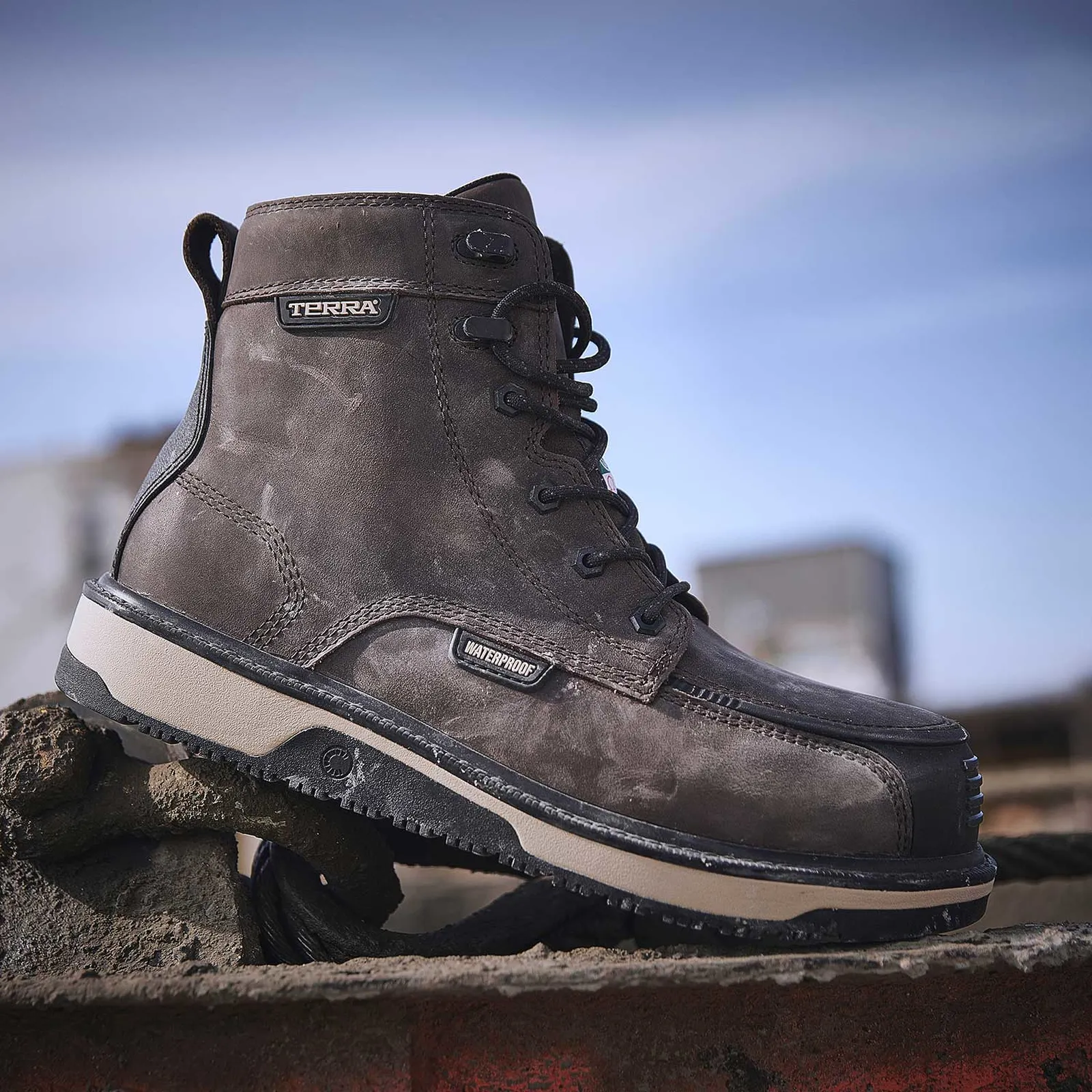 Terra Men's Ironstone 6" Comp Toe WP Safety Work Boot- Brown- 839GDB