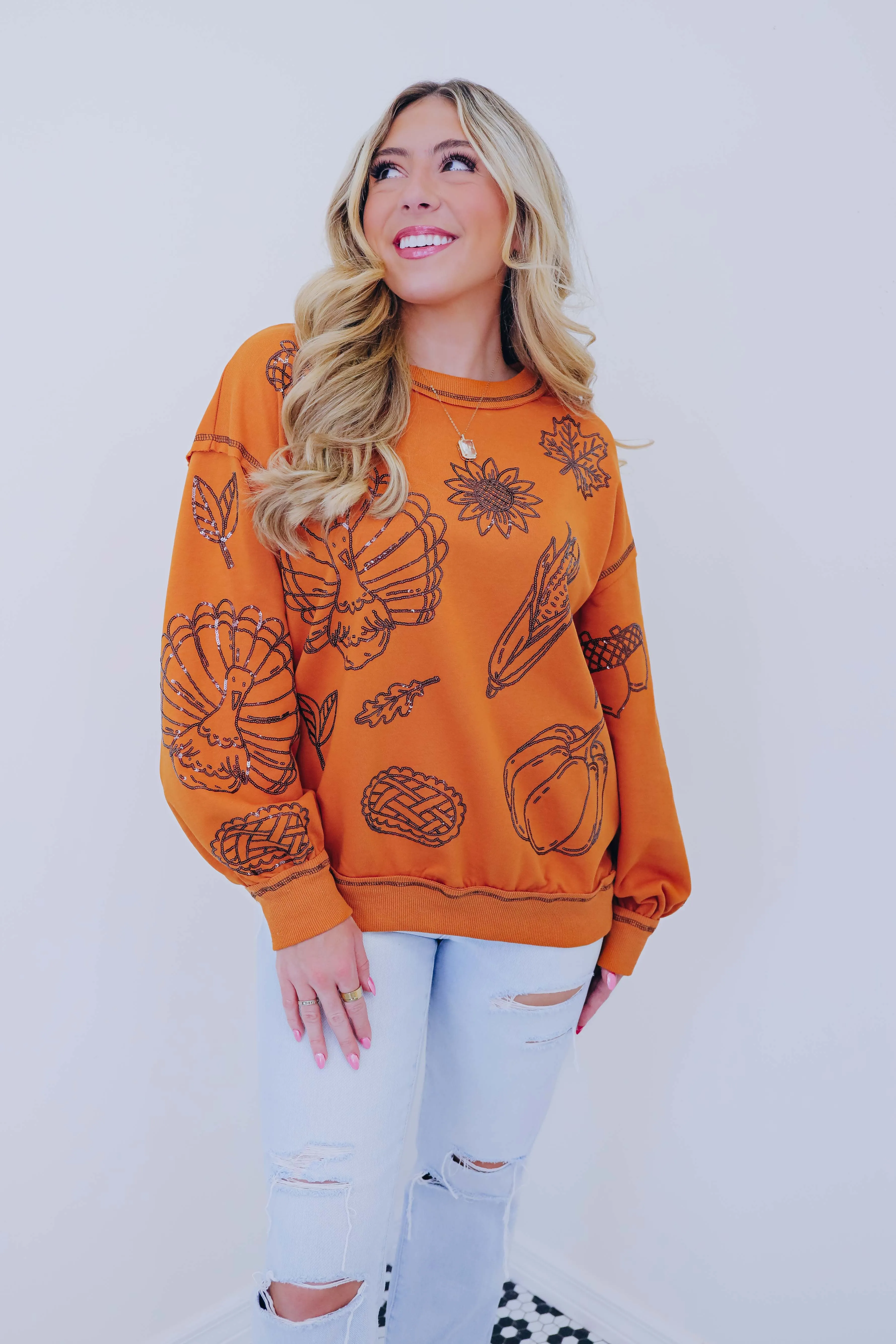 ***Thankful For Sparkles Sequin Sweatshirt- 2 Colors SAMPLE