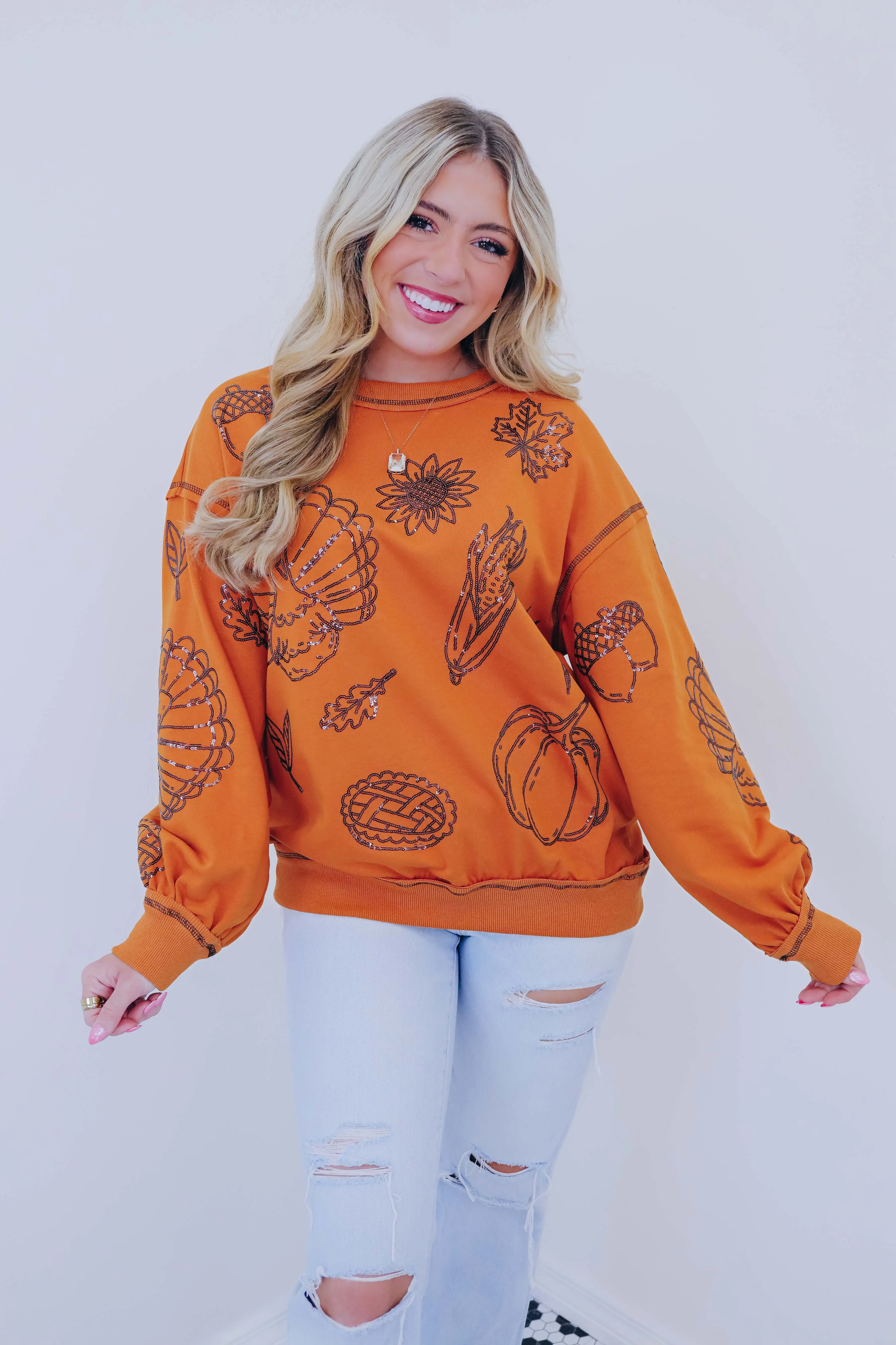 ***Thankful For Sparkles Sequin Sweatshirt- 2 Colors SAMPLE