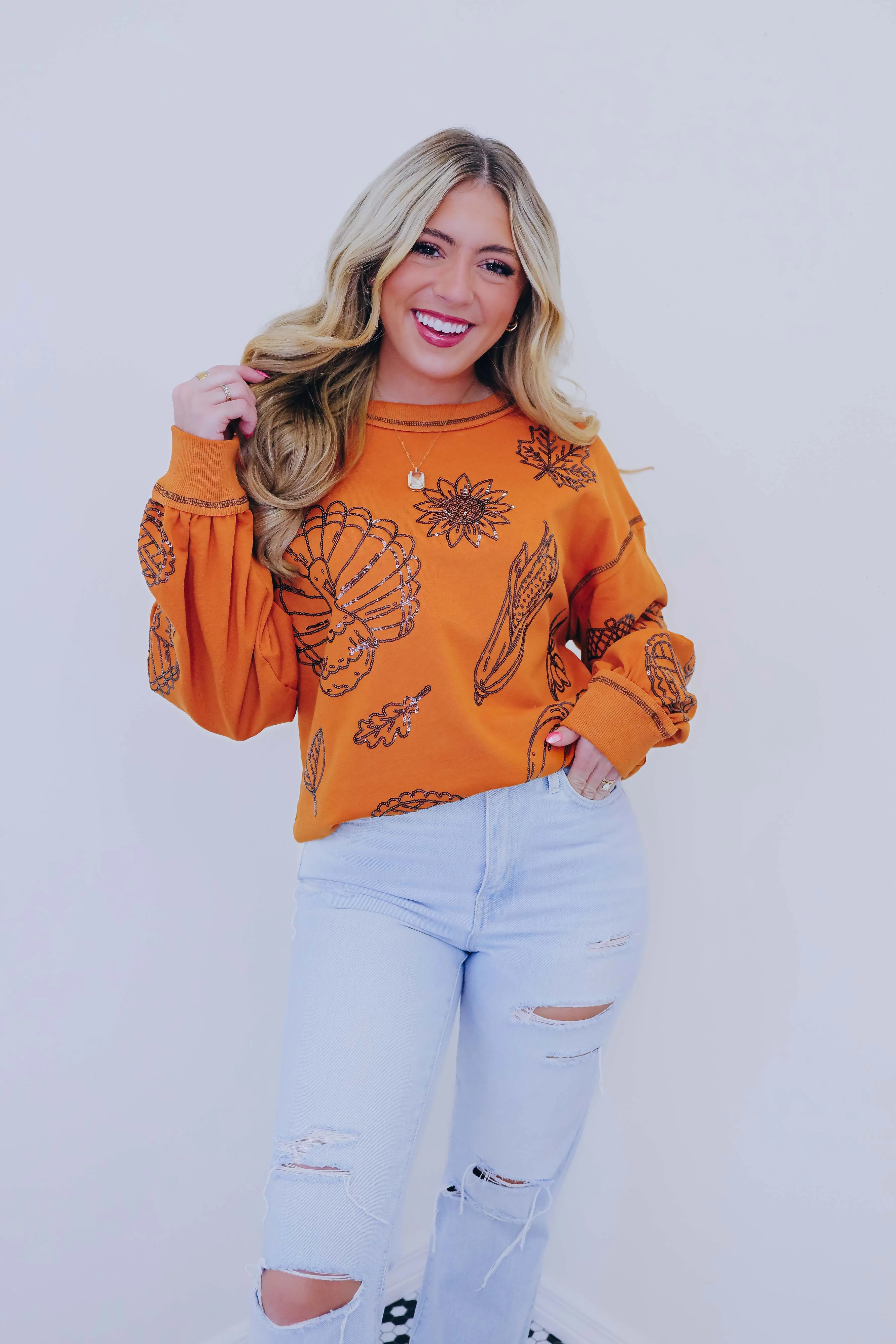 ***Thankful For Sparkles Sequin Sweatshirt- 2 Colors SAMPLE