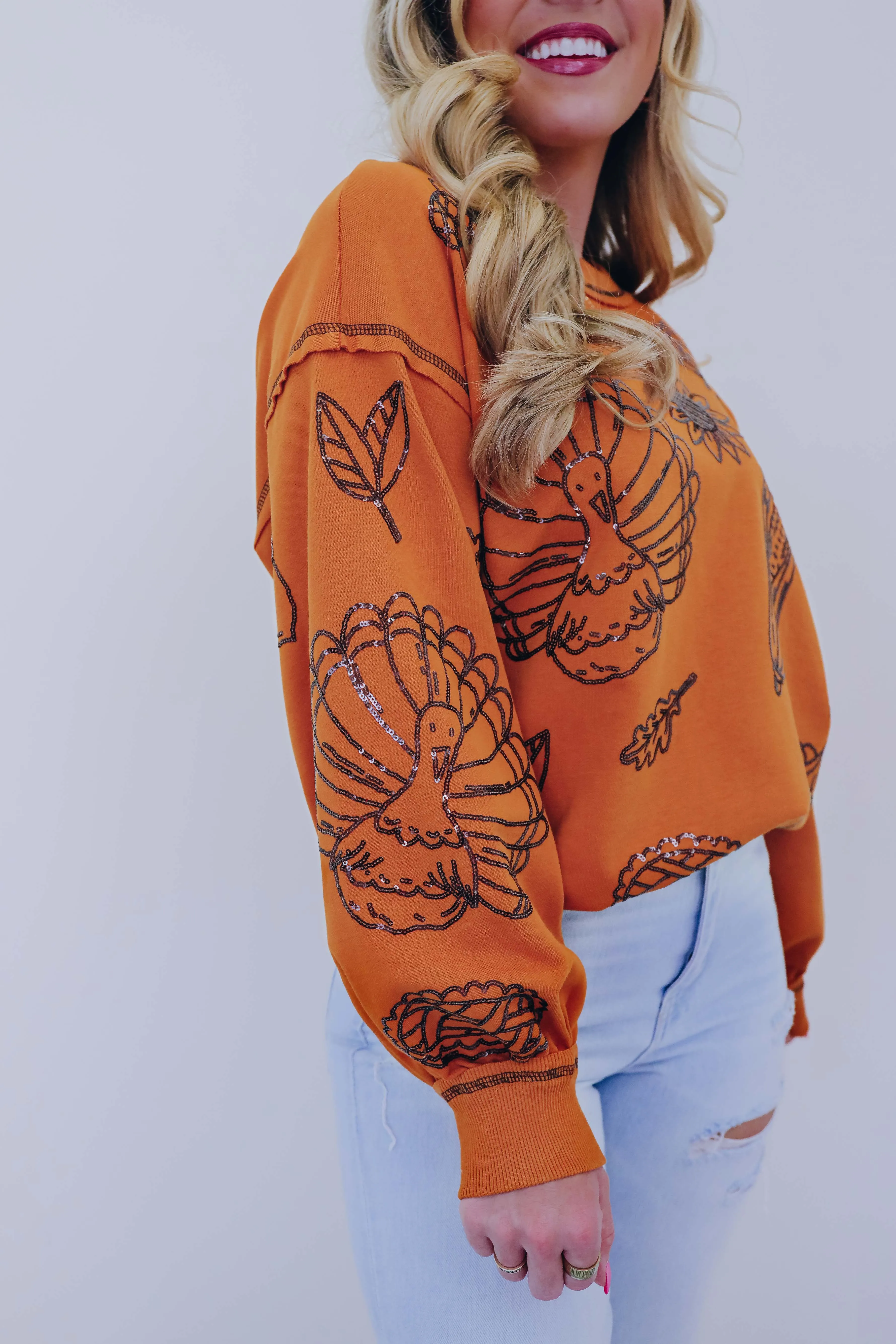 ***Thankful For Sparkles Sequin Sweatshirt- 2 Colors SAMPLE