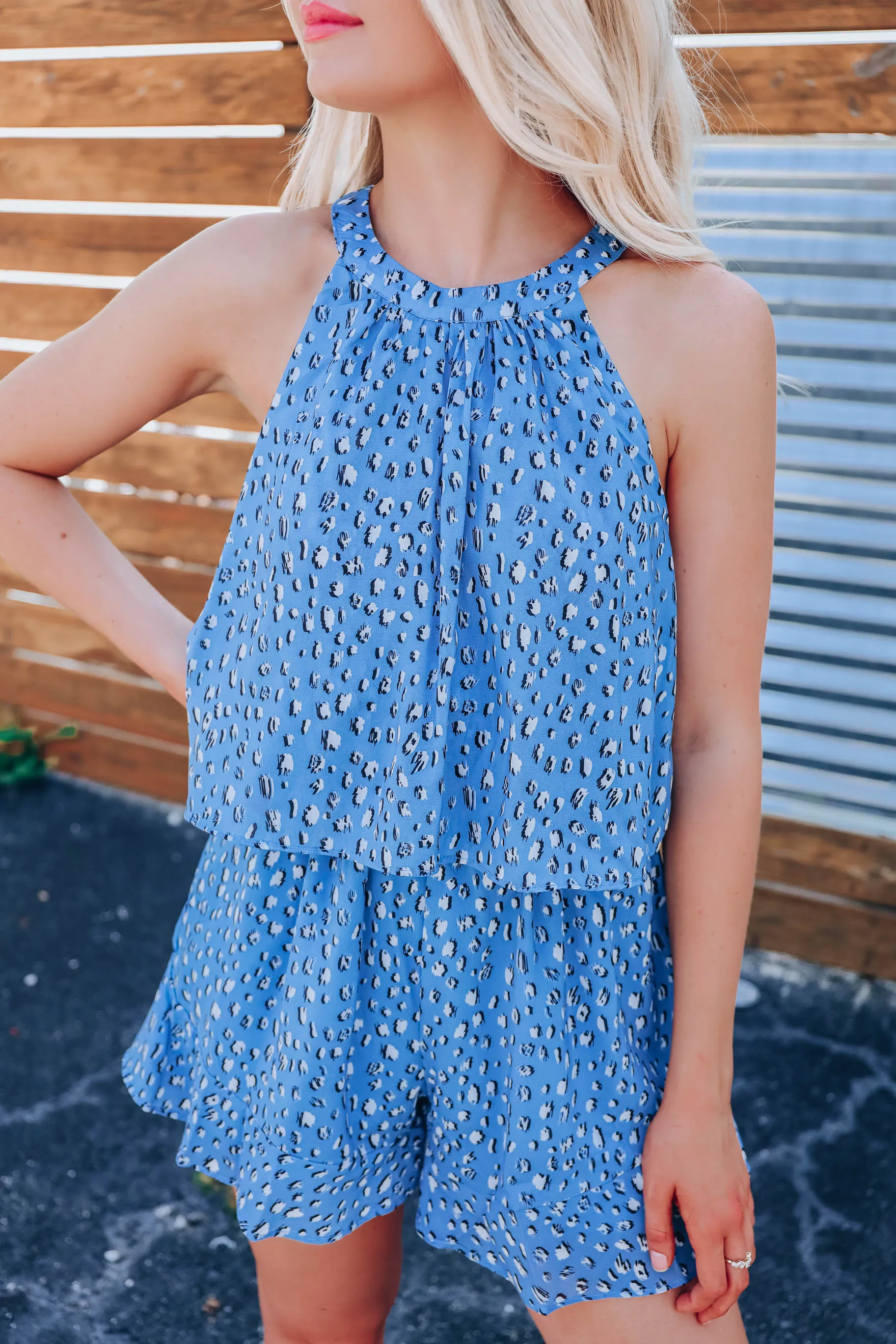 The Blues Spotted Flounce Romper- FINAL SALE