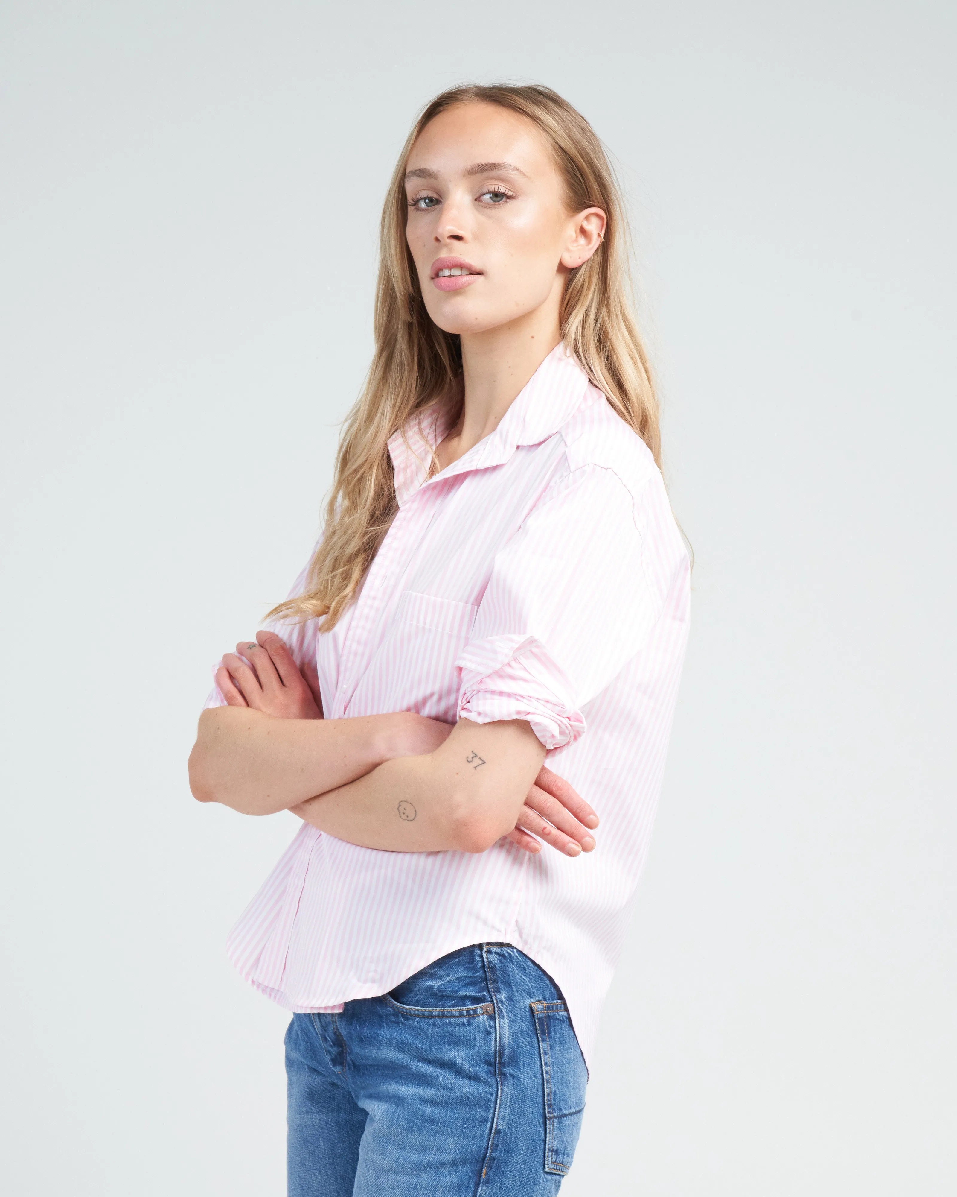 the crop shirt, royale cotton - trop belle stripe