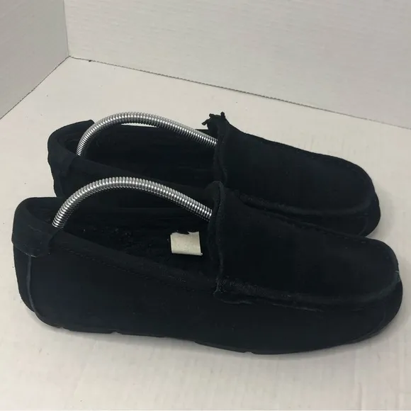 Ugg Koolaburra Loafers Mens Size 8 Ascot Slipper Black Suede Slip On Fleece