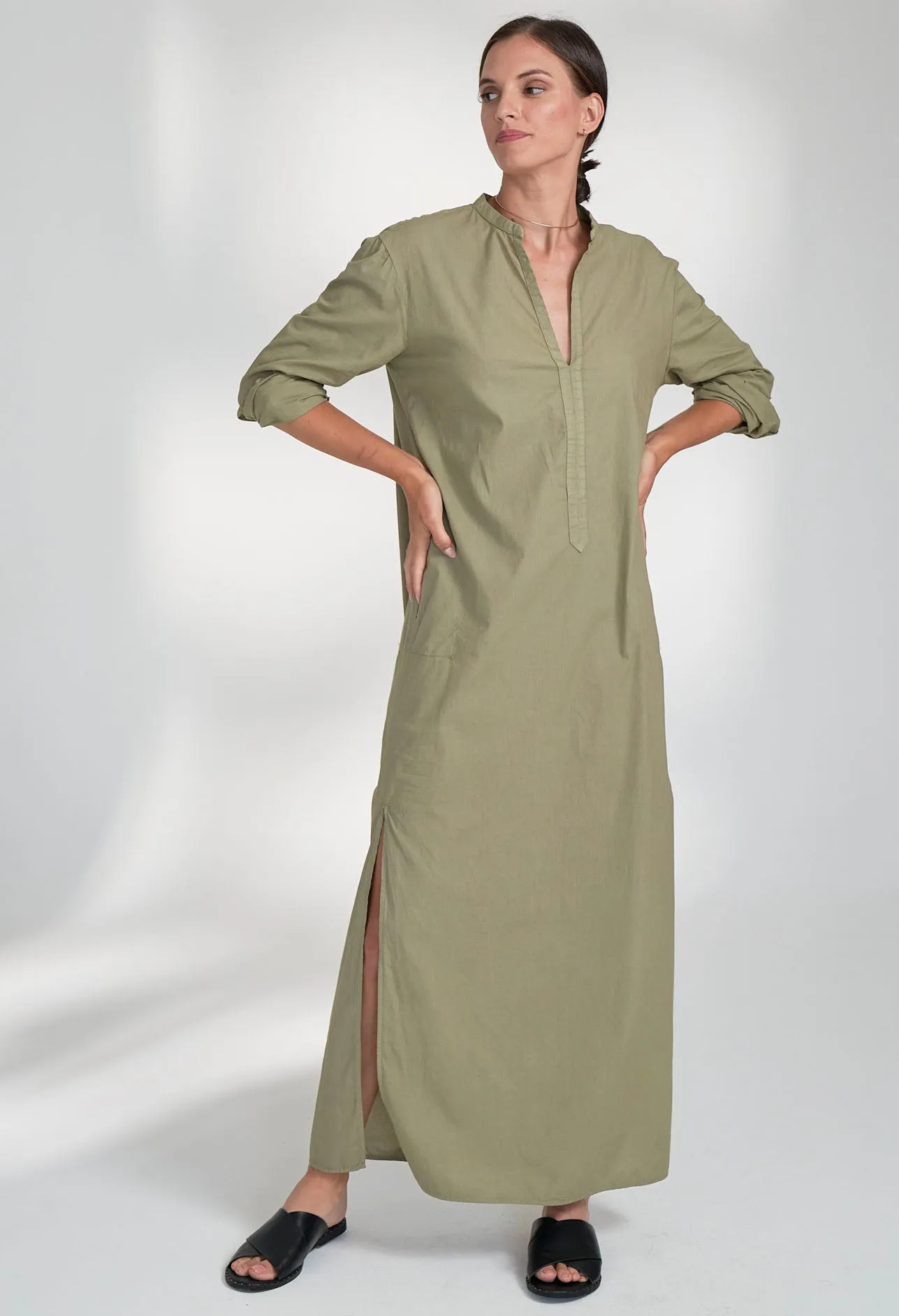 UPCYCLED - Sage Classic Cotton Tunic with Pockets - Sale