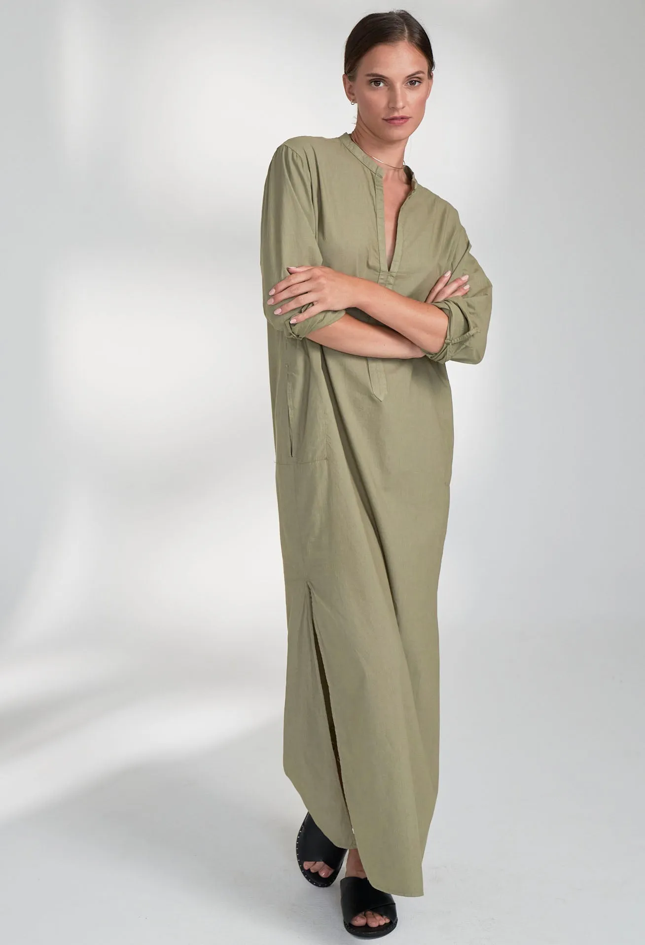 UPCYCLED - Sage Classic Cotton Tunic with Pockets - Sale