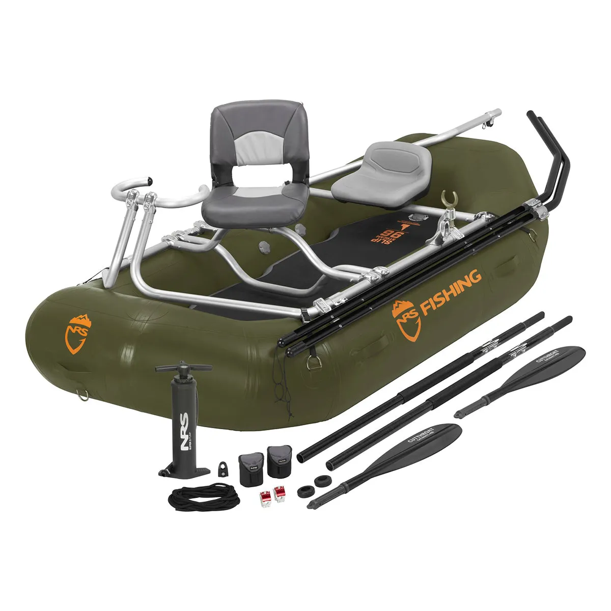 USED NRS Slipstream 96 Fishing Raft Olive Deluxe Package