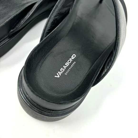 Vagabond Erin Thong Sandals Black Leather Size 11 Minimalist